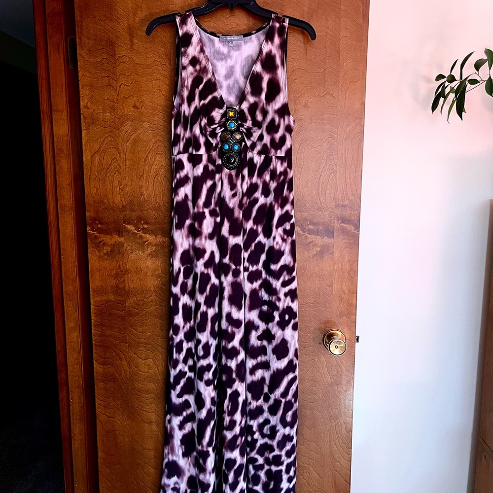 NY Collection Animal Print Maxi Dress Size Medium